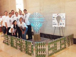 <p>This year, Ghafari’s Chicago office participated in <a href="http://chicago.canstruction.org/" target="_blank">Canstruction</a>, a design and build competition co-presented by AIA Chicago that benefits the Greater Chicago Food Depository. Ghafari was one of twenty teams from local architecture, engineering and construction firms that participated in the event, designing and building structures made entirely out of canned food.  Following the exhibition, all canned goods used in the structures will be donated to the Greater Chicago Food Depository.</p>
<p> </p>
<p>The Ghafari team’s structure, called “inCANdescent", is a giant incandescent light bulb comprised of approximately 2,500 cans that illuminates from the inside with one BION TECHNOLOGIES  Coma RGBW Fixture. The concept aims to raise awareness of the UNESCO International Year of Light while showcasing the talents of Ghafari’s architecture, engineering and lighting professionals.</p>